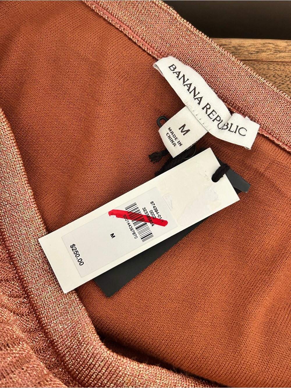 Banana Republic NWT Pleated Metallic Sweater Skirt M Medium Molten Copper Pink - Picture 4 of 5